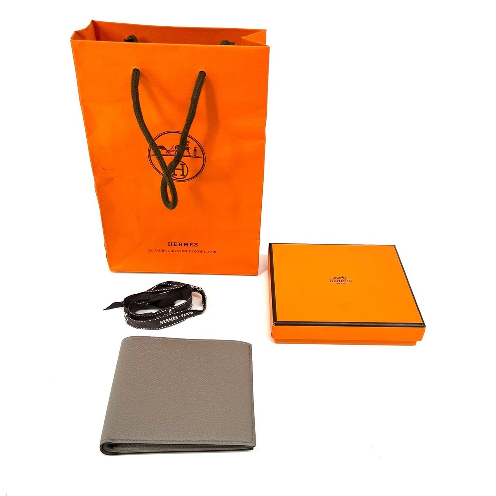 Hermes MC2 Copernic Compact Bill Wallet Mens Etain Epsom‎ Leather Bi-Fold France